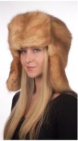 Sabalo kailio kepurė - rusiško modelio, šampano spalvos, moteriška